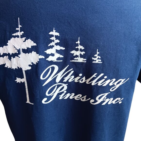 Men's Large Vtg T-Shirt Single Stitch Whistling Pines Inc. Pocket Hanes Beefy-T - Picture 6 of 8